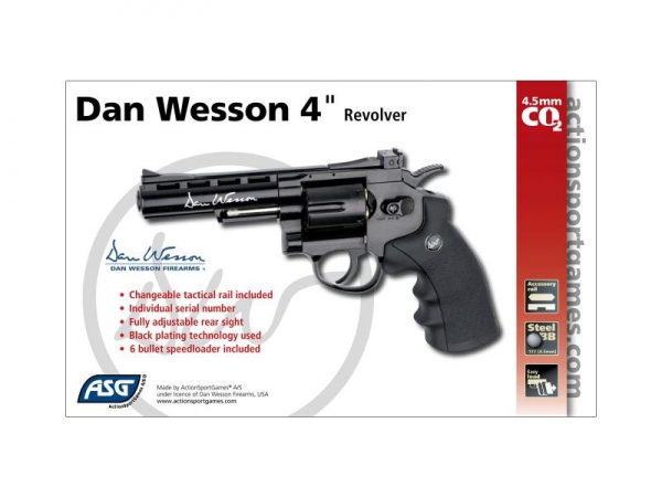 ASG Dan Wesson 4&#039;&#039; Revolver 4.5mm Black